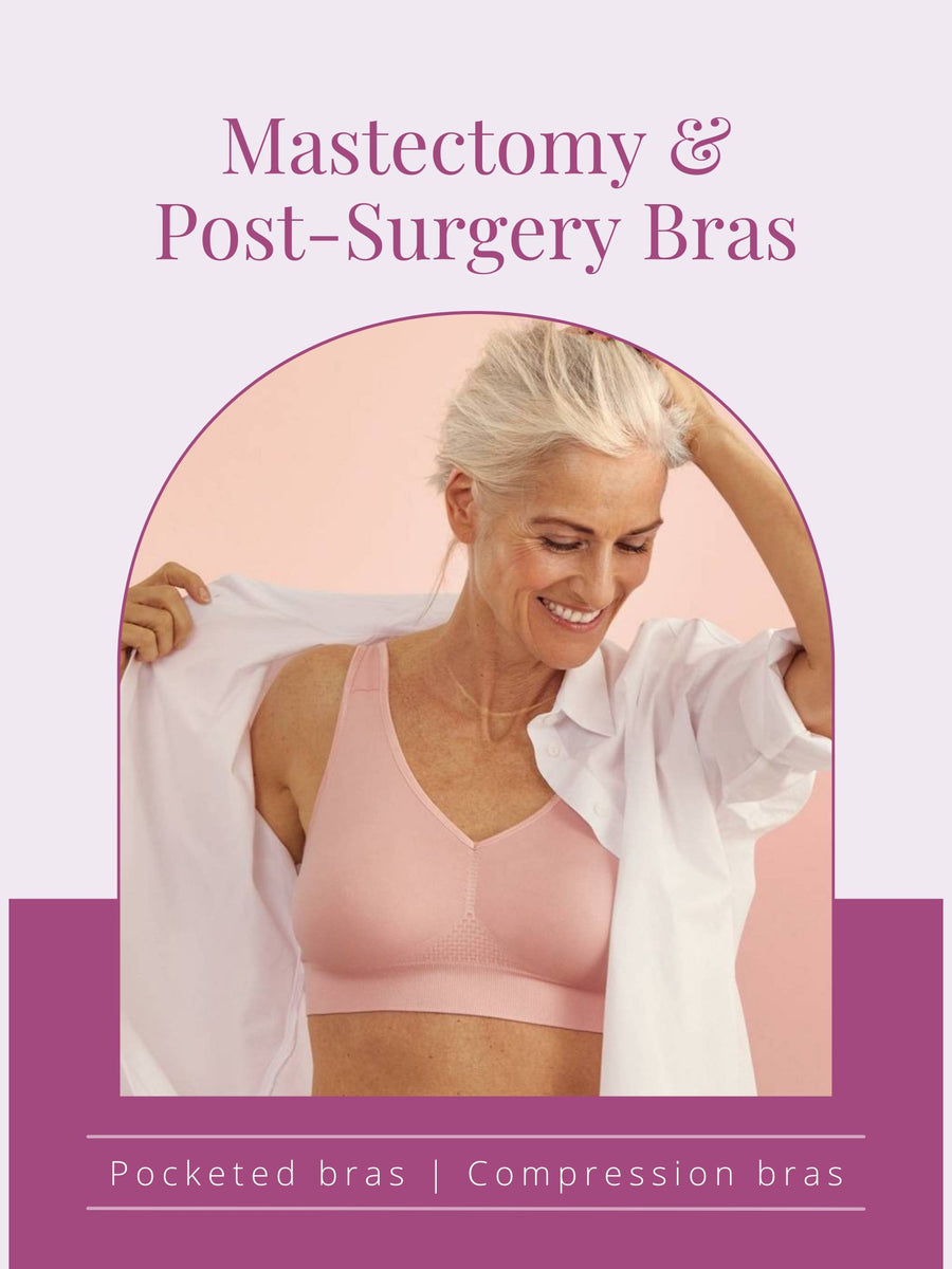 Lervanla Seamless Mastectomy Bra for Women - Comfortable Post-Surgery Bra  with Support Pads and V-Neck Design