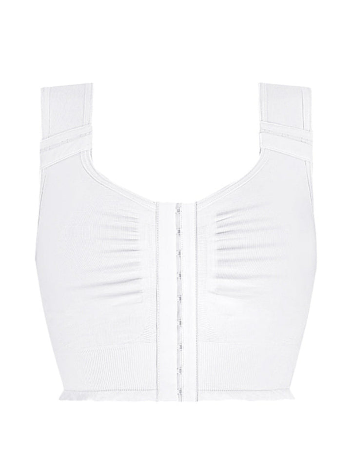 Amoena Lymph Flow Long Front Closure Soft Bra - White - Erilan