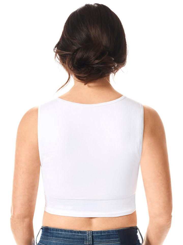 Amoena Lymph Flow Long Front Closure Soft Bra - White - Erilan