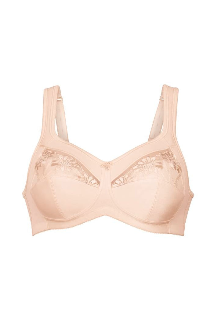 Beige bra on a white background