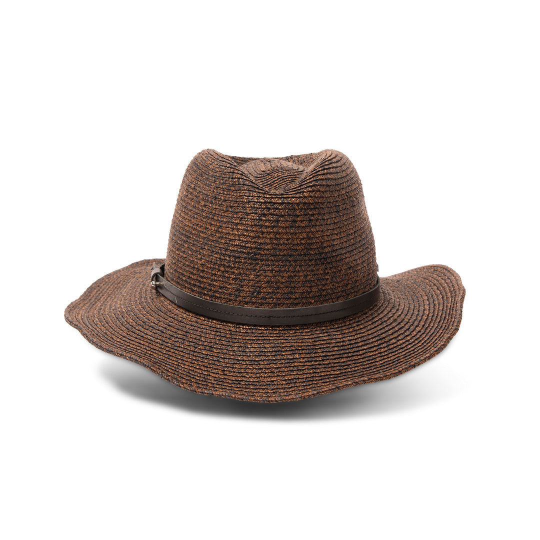 Tina M Copenhagen Kathleen Raffia Wide Brim Fedora - Chocolate - Erilan