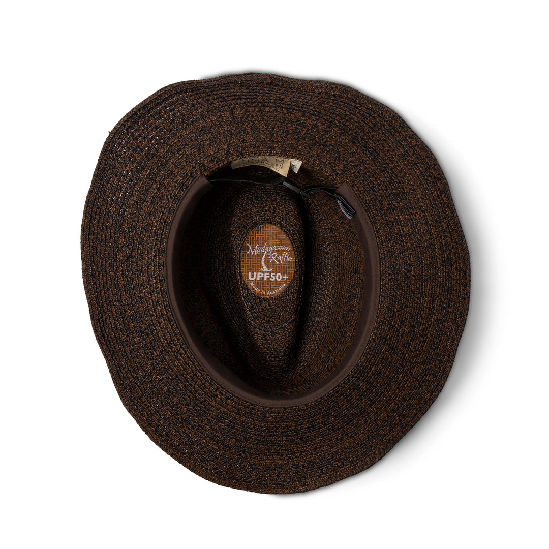Tina M Copenhagen Kathleen Raffia Wide Brim Fedora - Chocolate - Erilan