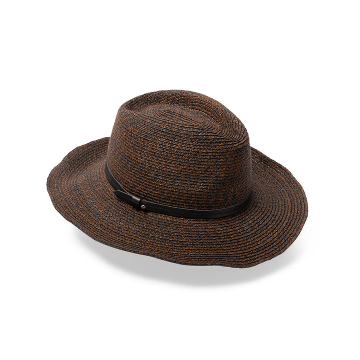 Tina M Copenhagen Kathleen Raffia Wide Brim Fedora - Chocolate - Erilan