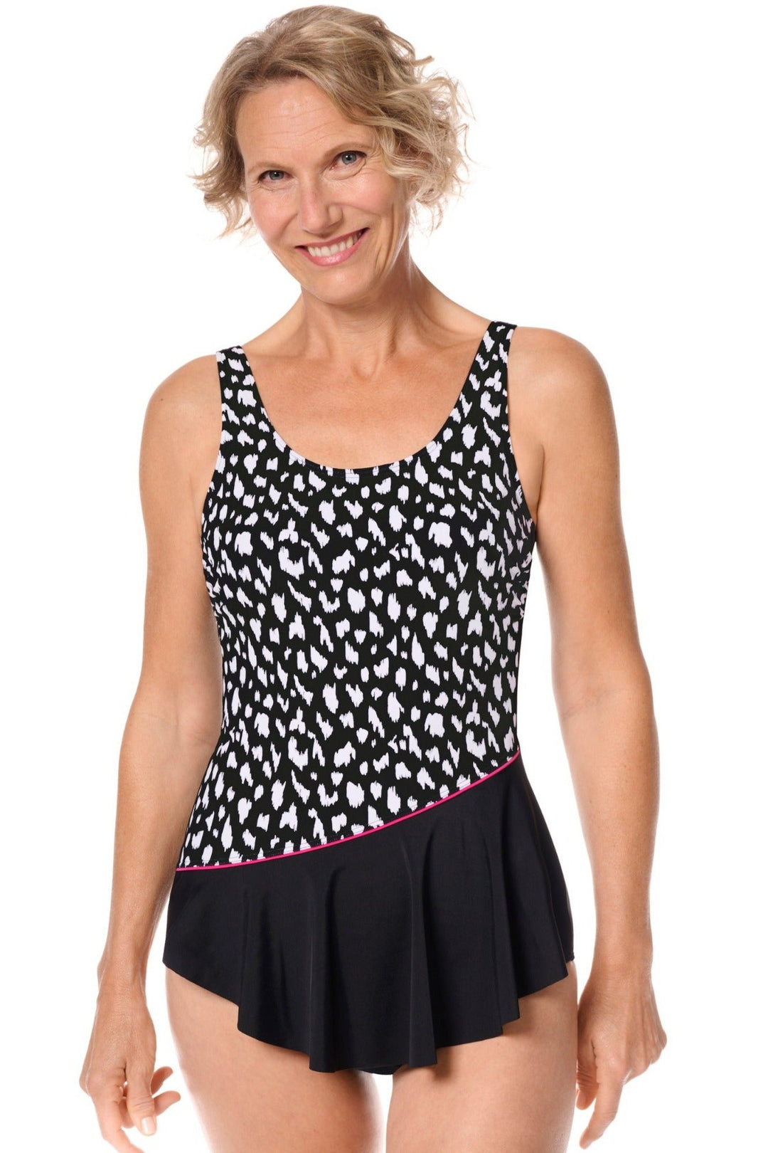 Amoena Manila Sarong Mastectomy Swimsuit - Black/White - Erilan