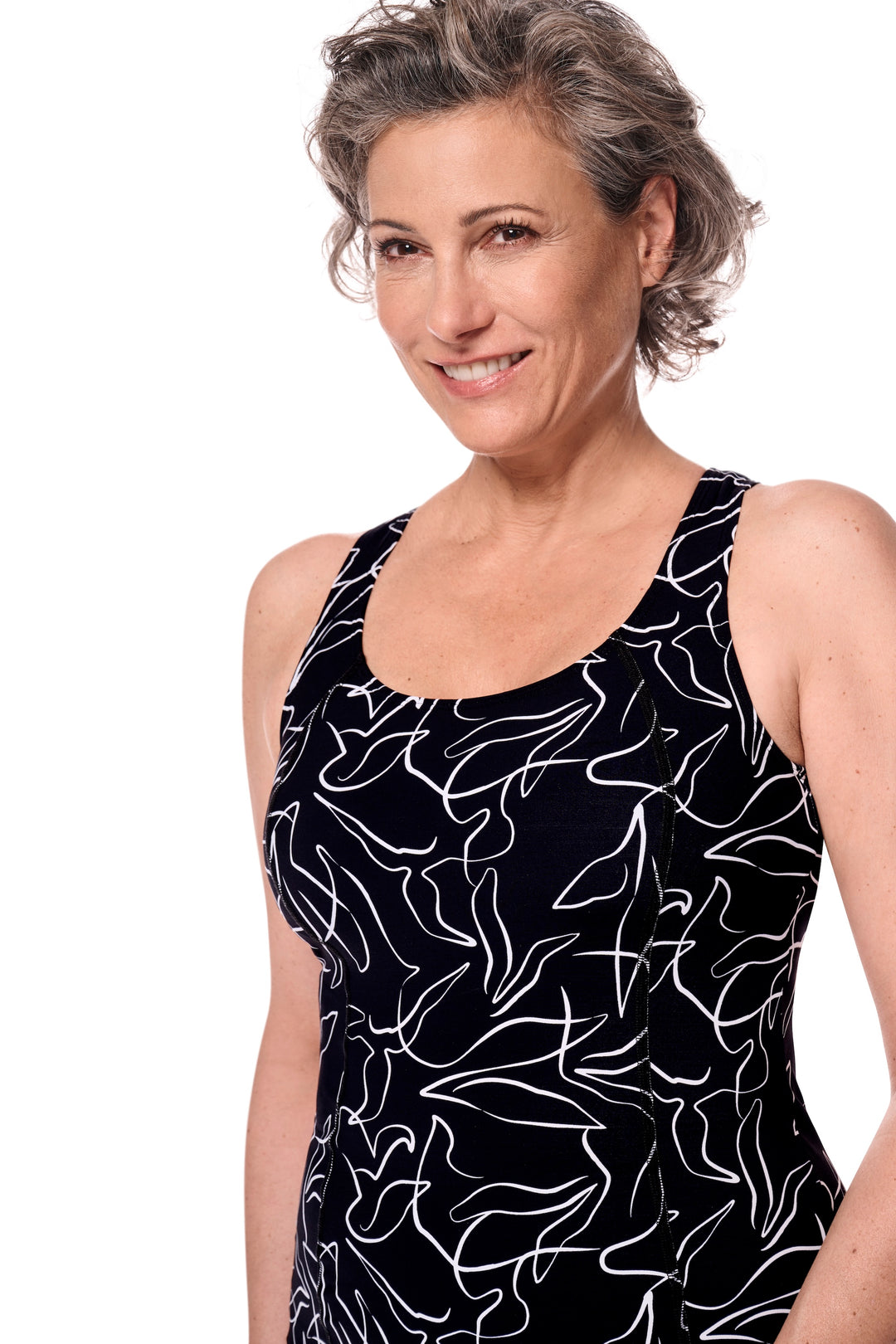 Amoena Lagos Mastectomy Lymphoedema Tankini - Black/White - Erilan