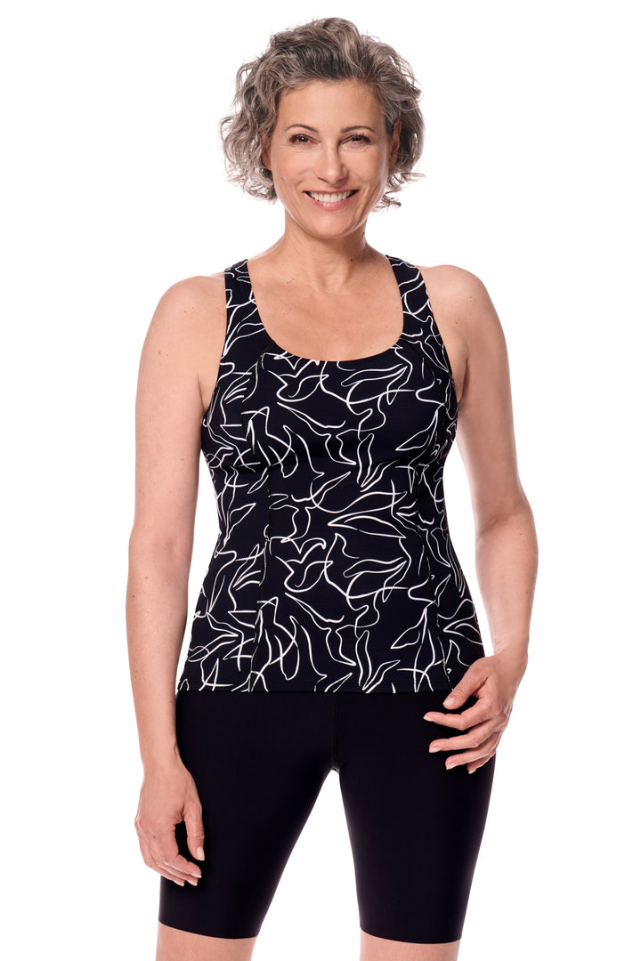 Amoena Lagos Mastectomy Lymphoedema Tankini - Black/White - Erilan