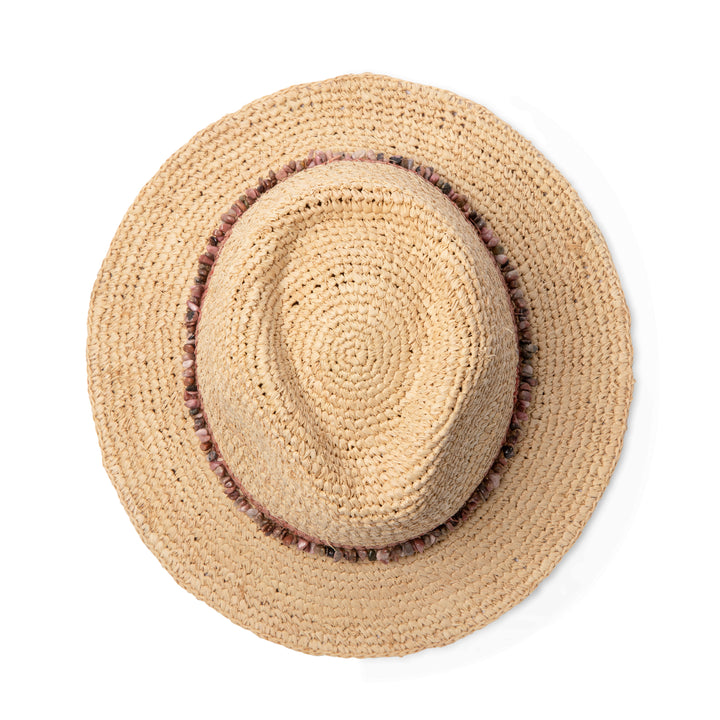 Rigon Christine Raffia Fedora - Natural/Old Rose - Erilan