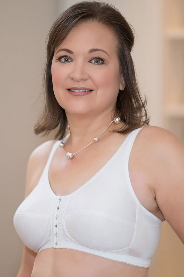 ABC Rose Contour Front Fastening Mastectomy Bra - White - Erilan