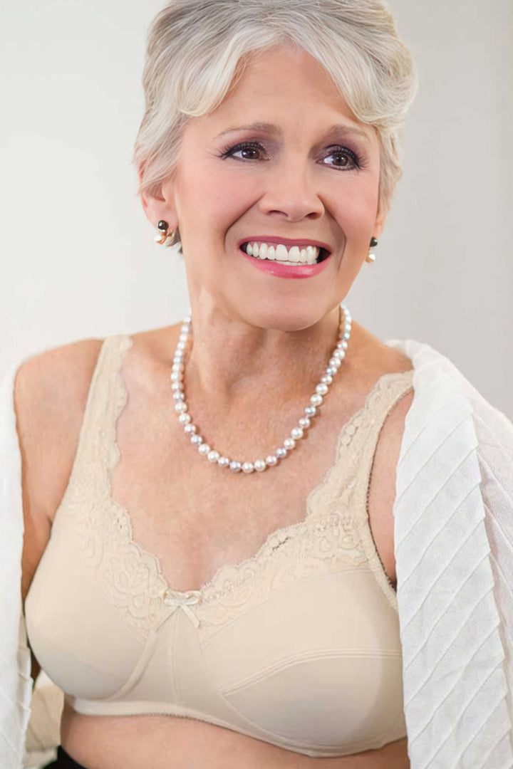 ABC Lace Front Mastectomy Bra - Beige - Erilan