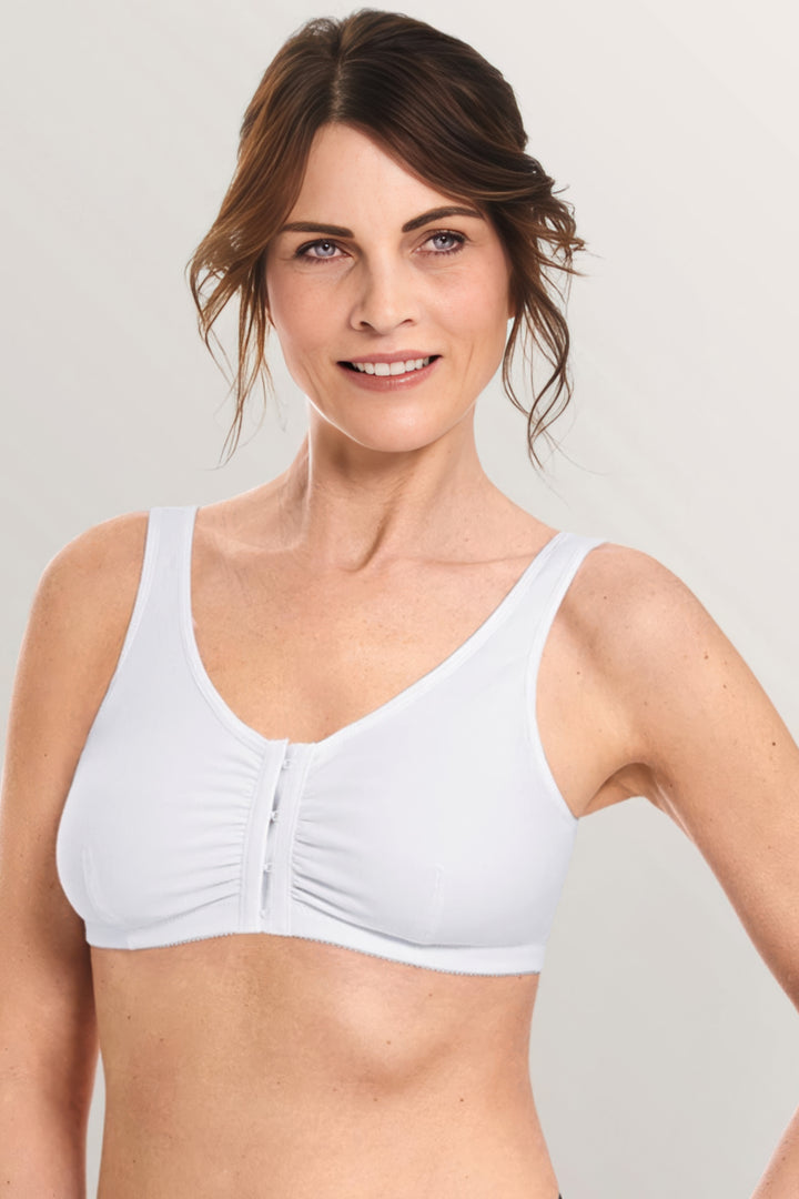 Amoena Frances Wire Free Mastectomy Bra - White - Erilan