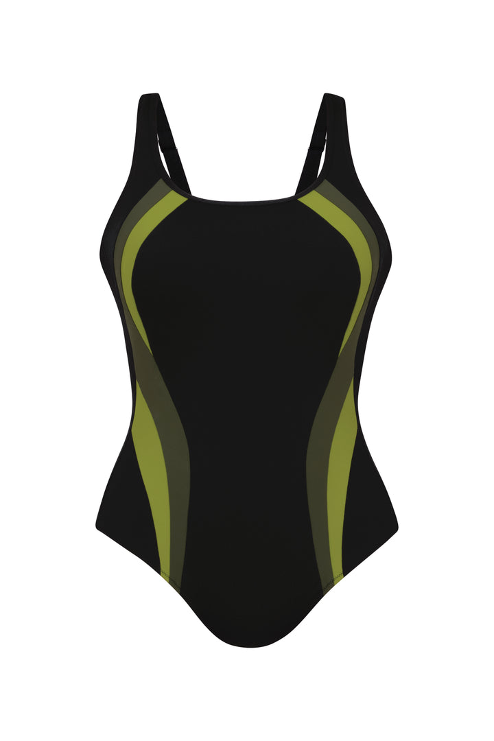 Anita Winnipeg Mastectomy Swimsuit - Black/Green