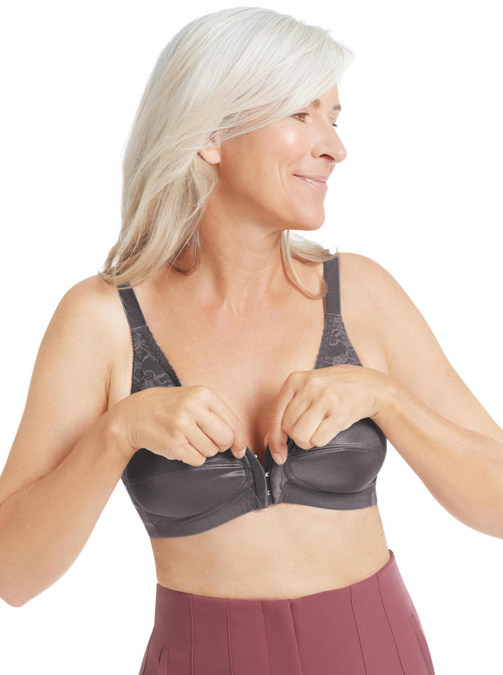 Amoena Nancy Front Fastening Mastectomy Bra - Dark Grey - Erilan