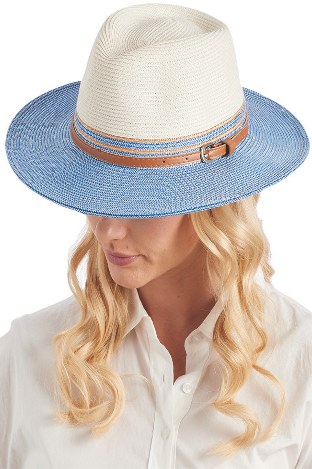 Cancer Council Heritage Town & Country Summer Hat - Ivory/Ice Blue - Erilan