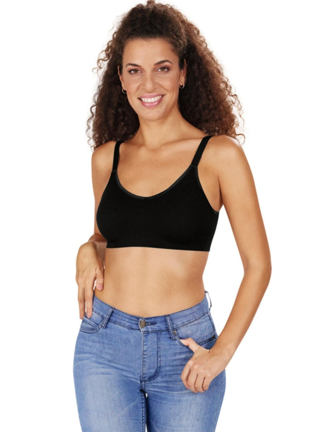 Amoena Eliza Wire Free Mastectomy Bra - Black - Erilan