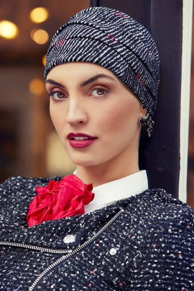 Christine Boho Ruby Sky Turban - Black/White/Red - Erilan