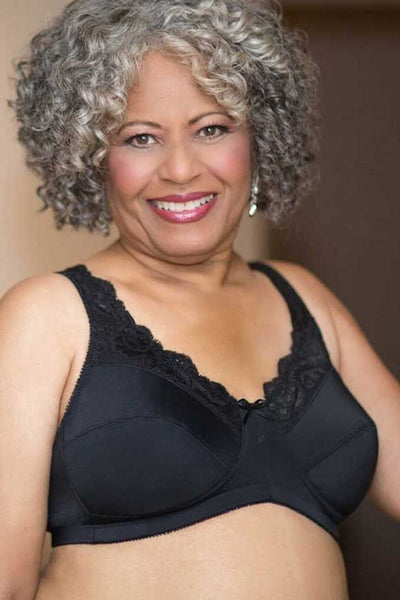 ABC Lace Front Mastectomy Bra - Black - Erilan