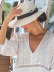 Rigon Fiona Wide Brim Fedora - Ivory
