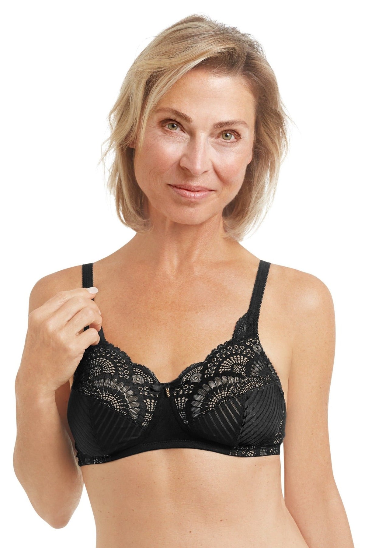 AMOENA Aurelie Wire-Free Bra – Lace & Jacquard Pocketed Bra For Breast Forms | Bridal & Special Occasion