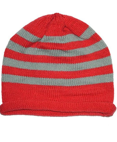 Rigon Petite Striped Beanie - Red/Grey - Erilan