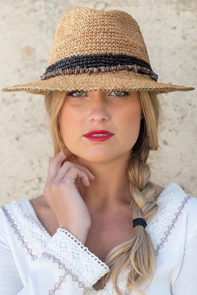 Rigon Christine Raffia Fedora - Natural/Black - Erilan
